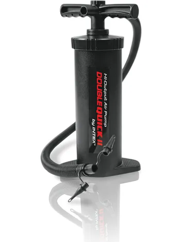 Intex Luftpumpe 68605 High Output Hand Pump mit Ventile - Praktische Handpumpe für einfaches Aufpumpen und Entlüften von Aufblasartikeln. Mit 3 Düsenaufsätzen und einem flexiblen Schlauch für vielseitigen Einsatz. Ideal für Pools, Luftbetten und mehr.
