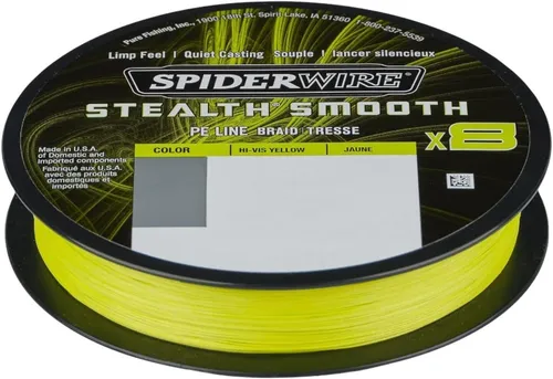 Spiderwire Stealth Smooth 8 geflochtene Schnur 300 m - Hochsichtbares Gelb - Angelschnüre mit 8-fädiger Struktur für maximale Stärke und Sensibilität, ideal für erfolgreiche Angelausflüge.