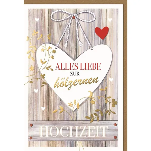 Hochzeitstag - 5. Hochzeitstag - Glückwunschkarte im Format 11,5 x 17 cm mit Ums