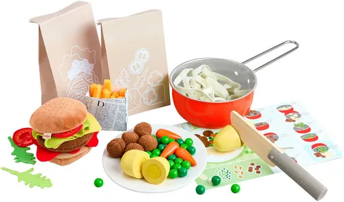 Creative Play Kochbox-Set - HABA - Holzspielzeug für kreative Rollenspiele, enthält hochwertige Zutaten und Rezeptkarten für leckere Gerichte, fördert Fantasie und Kochabenteuer!