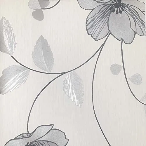 Erismann Cyrille 10338-10 Tapete, Blumenmuster, Grau/Silber, strukturiert