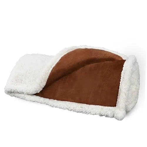 Pawsee Fleece Haustierdecke Flauschig Waschbar Sherpa Plüsch Kuscheldecke Hundebett für Hunde Welpen Katzen, 114 x 76cm