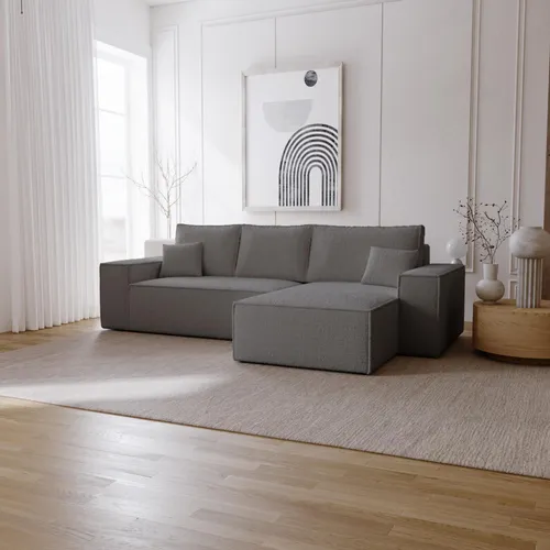 Ecksofa Bergamo L mit Schlaffunktion – Modernes Schlafsofa in Dunkelgrau