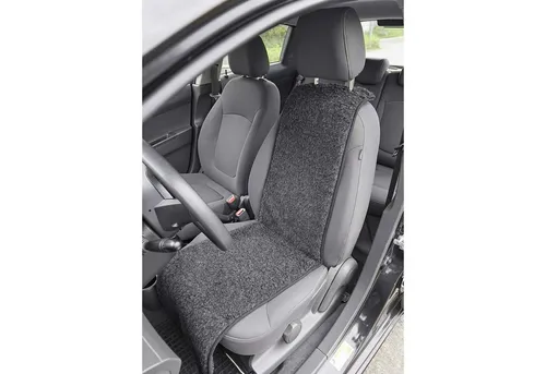 HAC24 Autositzauflage Universal Schurwolle Auto Sitzauflage Pkw Sitzschoner Sitzaufleger, 1-tlg., Wolle Schwarz 138 x 38 x 1 cm