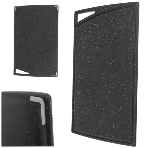 KADAX Schneidbrett 24.5 x 16 cm, Küchenbrett aus Kunststoff, Brett aus Plastik für die Küche, Schneidebrett in modernem Design, Küchenzubehör (Schwarz)