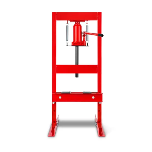 EBERTH Werkstattpresse 6T hydraulisch, 4-fach verstellbar - Die EBERTH Werkstattpresse bietet eine Presskraft von 6 Tonnen und eine maximale Arbeitshöhe von 500 mm. Ideal für den professionellen Einsatz in Werkstätten, landwirtschaftlichen Anwendungen und beim Heimwerken.
