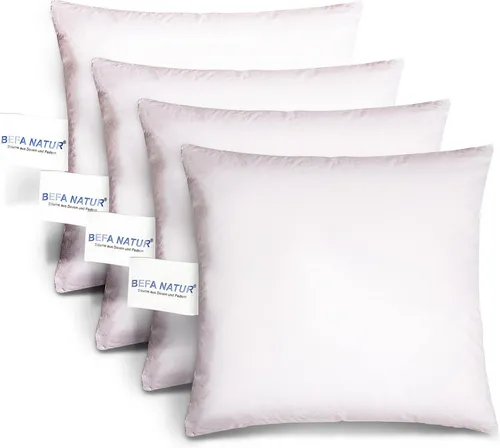 BEFA NATUR Federkopfkissen kuschelig weiches Premium Federkissen 40 x 40 cm, Füllung: 100% Entenfedern, Seitenschläfer, Rückenschläfer, Bauchschläfer, Spar-Set, 1 oder 2 tlg., Made in Germany - hochwertige Verarbeitung - Allergiker geeignet