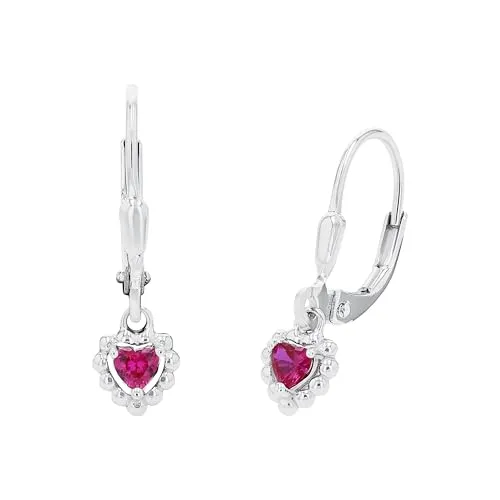 Amor Ohrhänger 925 Sterling Silber für Mädchen, Herz mit Zirkonia - Ohrringe für Mädchen aus 925 Sterling Silber mit funkelnden Zirkonia in Pink. Perfekt als Geschenk zum Geburtstag oder Weihnachten, liebevoll verpackt in einer Schmuck Geschenk Box.