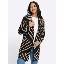 Sieh an! Long-Strickjacke in Beige/Schwarz