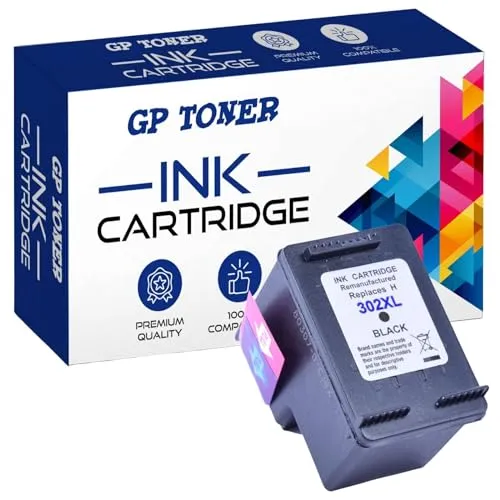 GP TONER Druckerpatronen Ersatz für HP 302 302XL Tintenpatronen für HP OfficeJet 3831 5230 5220 3833 4650 3830 DeskJet 3630 3636 1110 2130 Envy 4525 4520 4524 (302XL Schwarz)