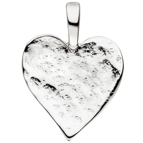 Anhänger Herz aus 925 Silber rhodiniert mit Struktur gehämmert - Eleganter Anhänger für Damen aus hochwertigem 925er Sterlingsilber. Das gehämmerte Design sorgt für einen besonderen Glanz und macht jedes Outfit zum Blickfang.