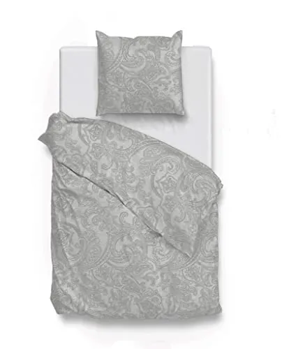 Zo! Home Baumwollbettwäsche 135x200 Paisley di Lino Dove Grey - Elegante 2-teilige Bettwäsche aus 100% Baumwolle mit modernem Paisley-Muster. Der praktische Reißverschluss sorgt für einfachen Bezugwechsel und sorgt für stilvollen Schlafkomfort.