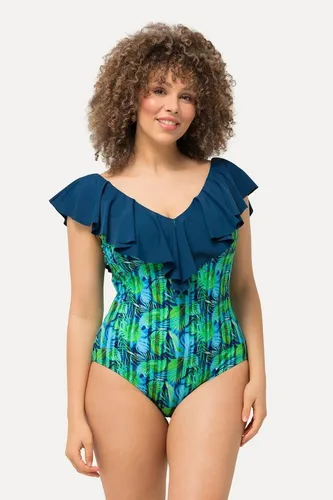 Ulla Popken Badeanzug Badeanzug Blüten Streifen Softcups Volant