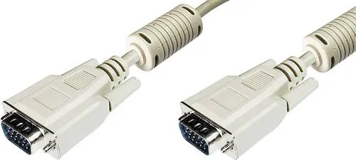 Digitus VGA Anschlusskabel VGA 15pol. Stecker, VGA 15pol. Stecker 1.80m Grau AK-310103-018-E schraubbar, mit Ferritkern VGA-Kabel