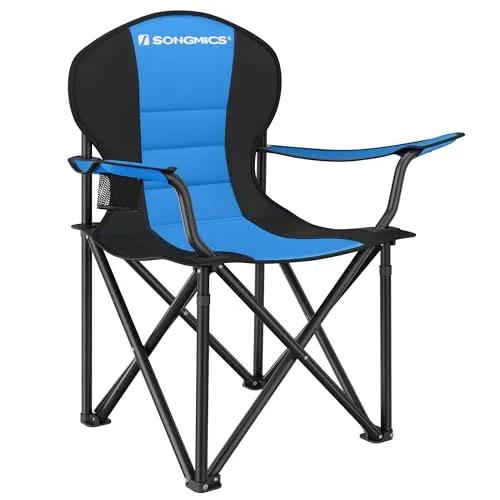 SONGMICS Klappstuhl GCB06BU, 250 kg belastbar - Klappstuhl für Outdoor-Aktivitäten, komfortable Schaumstoffpolsterung und praktischer Getränkehalter für entspanntes Sitzen im Freien.
