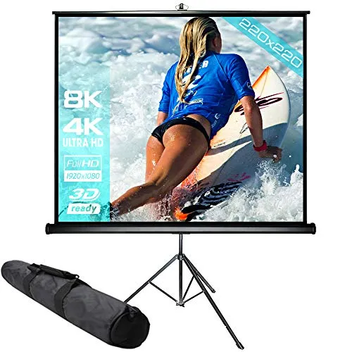 SlenderLine Mobile Stativleinwand 220 x 220 cm inkl. Transporttasche - Beamer Leinwand inkl. Ständer - Formate 1:1/4:3/16:9