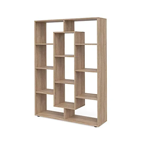 Vicco Raumteiler Sonoma, Freistehend 107.2 x 143 cm - Raumteiler-Regale mit 11 Ablageflächen, ideal zur Raumtrennung und Stauraumgestaltung, gefertigt aus stabiler Spanplatte mit eleganter Melaminharzbeschichtung.