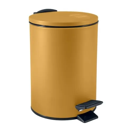 Spirella Kosmetikeimer 5 Liter Edelstahl Softclose Gelb - Eleganter Kosmetikeimer aus Edelstahl mit 5 Litern Fassungsvermögen. Dank Absenkautomatik und Fußpedal mühelos zu bedienen. Ideal für Bad und Küche – hygienisch und stilvoll!