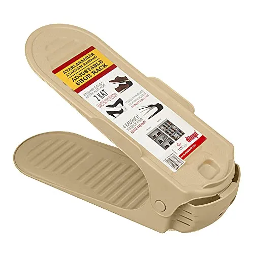 Dunya Schuhregal Organizer Gestell Regal für Schuhe Schuhstapler Schuhhalter Platzsparend Kunststoff (Cremig)