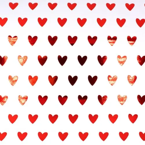 Geschenkpapier 70cm x 2m Rolle Herzen - Geschenkpapierrolle glänzend - Rot mit Herzmuster für Valentinstag Hochzeit Geburtstag Muttertag & romantische Geschenke - Premium Qualität Weiß Rot