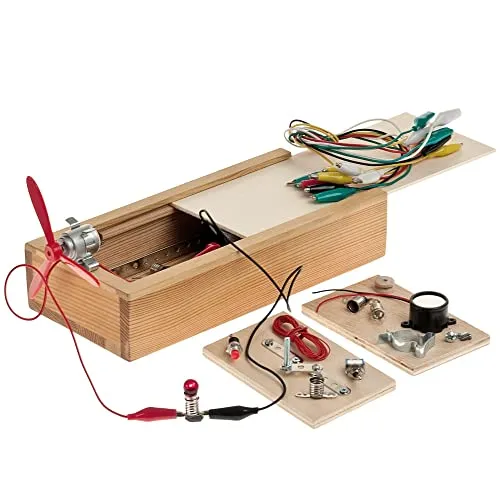 matches21 HOME & HOBBY Elektro-Baukasten Holz Bausatz 9 J. - Spielbausteine für kreative Köpfe, fördert das technische Verständnis und die Kreativität von Kindern ab 9 Jahren.