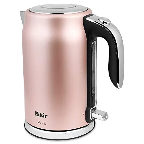 Fakir Adell Wasserkocher | Edelstahl | 1,7 Liter | Rose | 2200 Watt - Eleganter Wasserkocher aus Edelstahl mit 1,7 L Kapazität und 2200 Watt Leistung. Ideal für schnelle Teezubereitung und stilvolle Küchenausstattung.