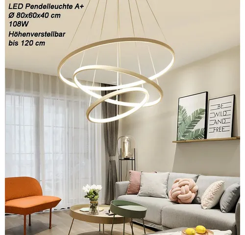 Euroton LED Pendelleuchte LED Pendelleuchte 2130 LED Hängelampe mit Fernbedienung, LED fest integriert, kalt - warm, 7000 k - 3000 k stufenlos einstellbar