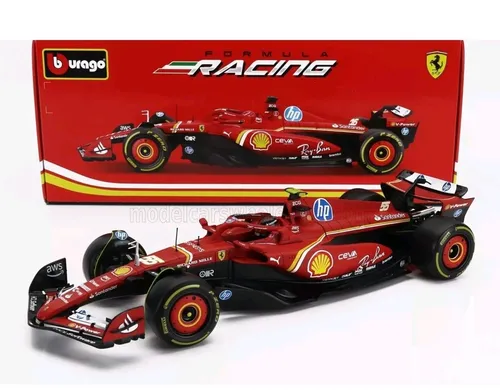 BBurago F1 Ferrari SF-24 (2024) mit Helm - Maßstab 1:18 - Detailliertes Druckguss-Rennwagen-Modell für Kinder, perfekt zum Sammeln und Spielen. Realistische Aerodynamik und lebendige Lackierung machen es zum idealen Geschenk für Autoliebhaber ab 14 Jahren.
