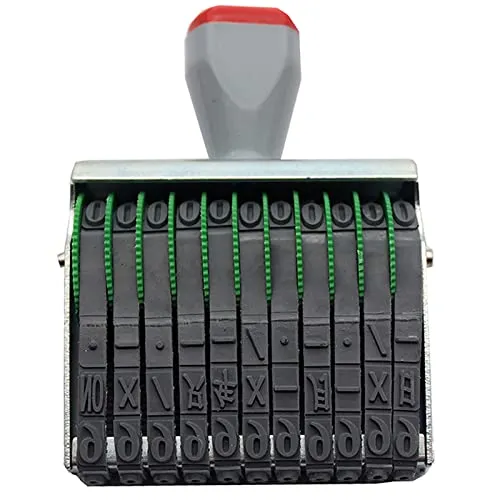 zeng 11-Stellig Ziffernstempel,7 mm Gummi-Nummerierungsstempel,austauschbar (0-9)10 Ziffern Zahlen Nummerierungsstempel für Büro Geschäft rotierende Stempel mehrfarbig