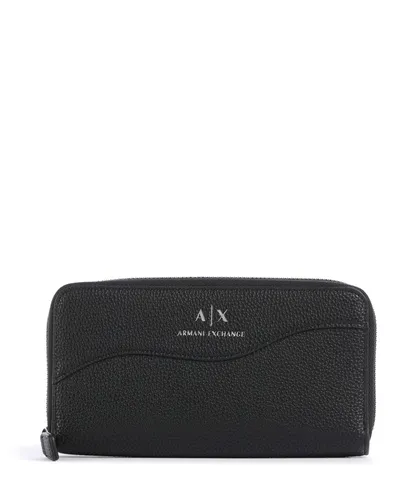 Armani Exchange Women's Zip Around Bi-Fold Wallet, Black - Damen-Geldbörsen mit praktischem Zip Around Design für optimale Sicherheit und Stil.