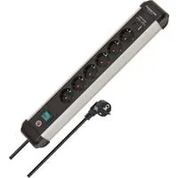 Brennenstuhl Premium Alu Line 6-Way USB 3m - Steckdosenleiste 6-fach mit 2 USB-Anschlüssen (1x USB C PD 30W, 1x USB A 18W) für schnelles Laden; elegantes Aluminium-Gehäuse und praktische Wandmontage.