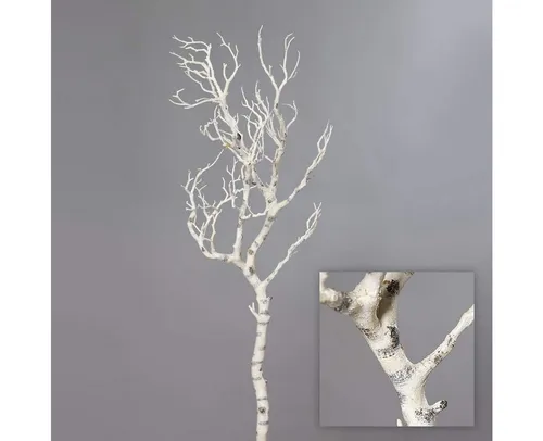 Winterliche Kunstpflanze Künstlicher AST Weiß 90cm naturgetreuer Dekozweig AST Kunstast, mucPlants