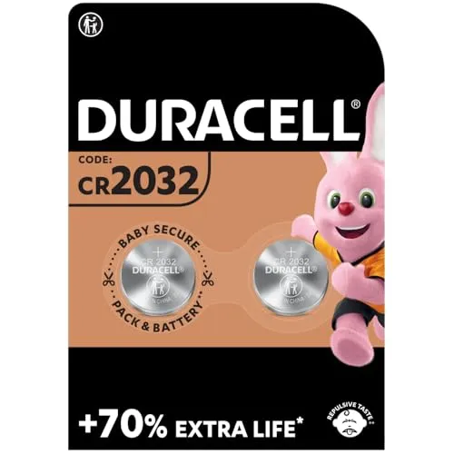 Duracell Specialty 2032 Lithium-Knopfzelle 3 V, 2er-Packung (CR2032 /DL2032 entwickelt für die Verwendung in Schlüsselanhängern, Waagen, Wearables und medizinischen Geräten.