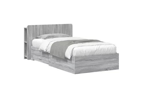 furnicato Bettgestell 95 x 211,5 x 80 cm Grau Sonoma Holzwerkstoff mit Stauraum
