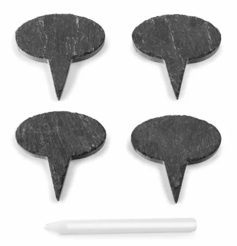 Stück Schild Buffet Schiefer Stecker Hinweisschild 5x7 cm oval + Talkum Marker 4
