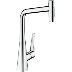 hansgrohe Metris Select M71 Küchenarmatur mit Ausziehbrause - Moderne Armatur mit ComfortZone 320L-Auslauf und flexibler Ausziehbrause. Ideal für komfortables Kochen und Reinigen in der Küche.