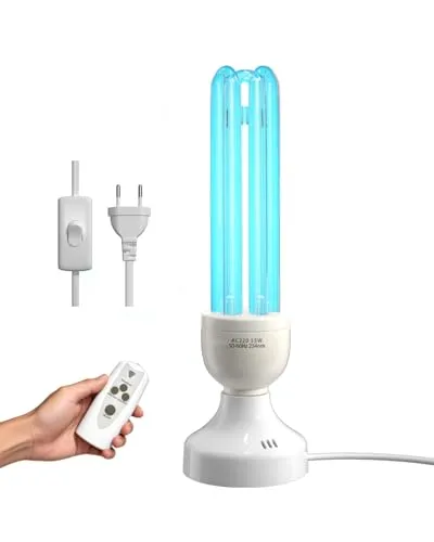 BrightArk 55W UV Lampe Desinfektion Ozon Licht mit Fernbedienung und 3 Timer Keimtötende Lampe, Duale Sterilisation und Desinfektion, AC220-240V, Perfekt für Küche, Schlafzimmer, Büro Frischluft