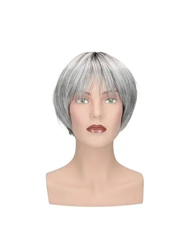 Perücke Victoria - Glatter, gestufter Kurzhaarschnitt mit Pony, eleganter Bob für jeden Anlass