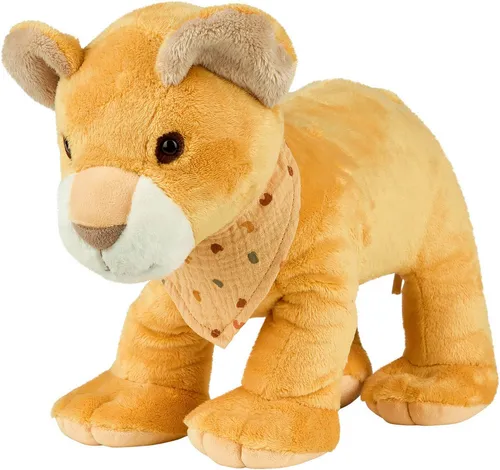 Sterntaler Kuscheltier XL LÖWE Leo - Plüsch-Spielzeug aus weichem Stoff, ideal zum Kuscheln und Spielen, mit einem süßen Musselin Schal für zusätzlichen Charme.