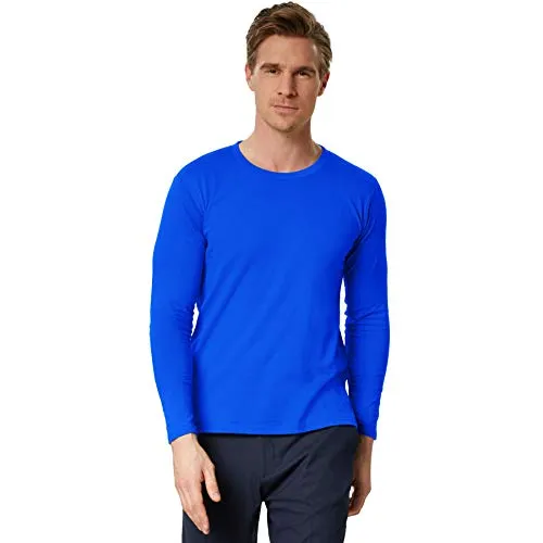dressforfun Langarmshirt Herren, Basic Langarmshirts, Longsleeve Herren, Herren Pullover, Langarm T Shirt Herren, Sweatshirt, Arbeitskleidung Herren, Business, Unterziehshirt Herren - Blau, M