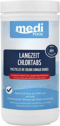 Medipool Schwimmbadpflege Langzeit-ChlorTabs, 1 kg, Weiß