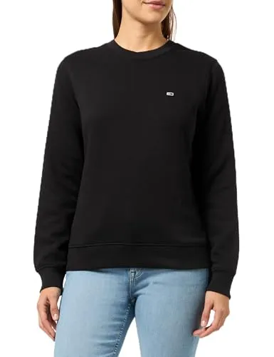 Tommy Jeans Damen Pullover Crew Neck Rundhalsausschnitt, Schwarz (Black), XS - Sweatshirts für Damen, nachhaltig produziert und original Tommy Jeans für einen stylischen Look