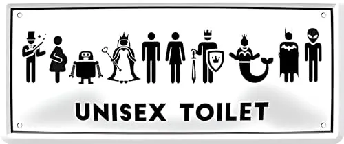 schilderkreis24 - Lustiger Toiletten Spruch Motiv “Unisex Toilet” Deko Metallschild Bar Pub Schild für WC Bad Klo Badezimmer Geschenkidee 28x12 cm