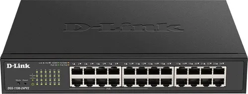 D-Link DGS-1100-24PV2 24-Port Gigabit PoE Smart Switch - Netzwerk-Switch mit 12 PoE-Ports für bis zu 30W Leistung, lüfterlos und ideal für lärmempfindliche Umgebungen. Automatische Priorisierung von Sprachdaten für eine optimale VoIP-Qualität.