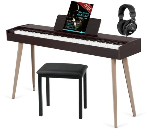 McGrey DP-17 WD Design Piano - Keyboards mit 88 gewichteten Tasten, 128 Klängen und einem eleganten Slimline-Design. Ideal für Einsteiger und Profis, inklusive Klavierbank, Kopfhörer und Klavierschule.