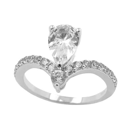 Cavill Danburit Ring Silber 1,035 ct Tropfenförmig in 925er Sterling Silber mit Kambodschanischen Zirkon Akzenten, Modern Geschwungen, Klarer Edelstein, 23x21 mm Schmuck