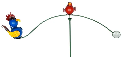 Eurotrade Gartenstecker Niedliches Windspiel Hahn und Vogel - Dekostecker mit charmantem Design, bringt lebendige Farben in Ihren Garten und sorgt für fröhliche Akzente im Außenbereich.