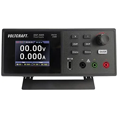 VOLTCRAFT DSP-3005 Labornetzgerät - Labor-Stromversorgung mit einstellbarer Spannung von 0-30 V und Strom von 0-5 A, ideal für präzise Experimente und Fernsteuerung über USB 2.0.