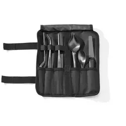 HENDI Anrichteset, 6 Stück, schwarz - Medizinischer Bedarf mit Edelstahl und schwarzer PVD-Beschichtung, ideal zum Anrichten von Gerichten, Desserts und Sushi. Inklusive kompaktem Etui für optimalen Schutz.