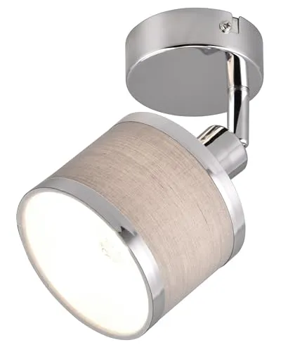 Trio Leuchten Wandspot Arosa 812100106, Metall Chrom, Schirm Stoff, exkl. 1x E14